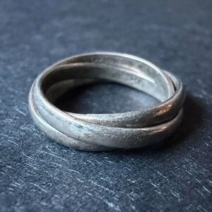 Vintage STERLING SILVER 925 TRI-BAND RING Size 5.5 Triple Interlocking Rolling
